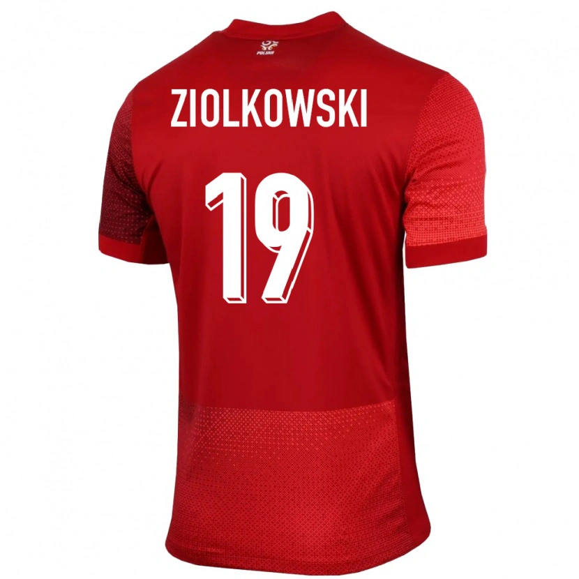 Danxen Mujer Camiseta Polonia Jan Ziolkowski #19 Rojo 2ª Equipación 24-26 La Camisa México