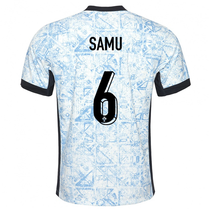 Danxen Mujer Camiseta Portugal Samú Costa #6 Crema Azul 2ª Equipación 24-26 La Camisa México