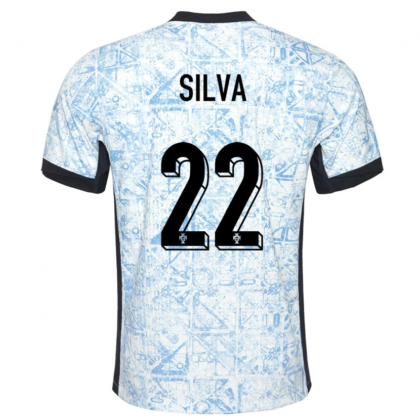 Danxen Mujer Camiseta Portugal Rui Silva #22 Crema Azul 2ª Equipación 24-26 La Camisa México