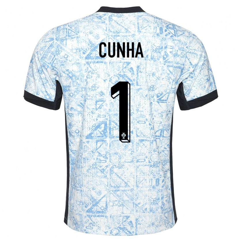 Danxen Mujer Camiseta Portugal Romário Cunha #1 Crema Azul 2ª Equipación 24-26 La Camisa México