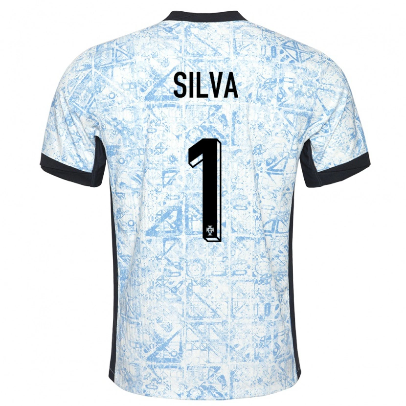 Danxen Mujer Camiseta Portugal Dinis Silva #1 Crema Azul 2ª Equipación 24-26 La Camisa México