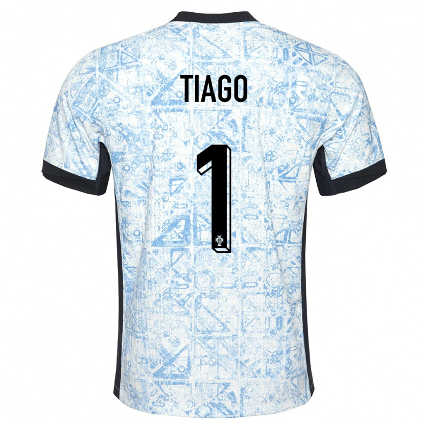 Danxen Mujer Camiseta Portugal Tiago Ferreira #1 Crema Azul 2ª Equipación 24-26 La Camisa México
