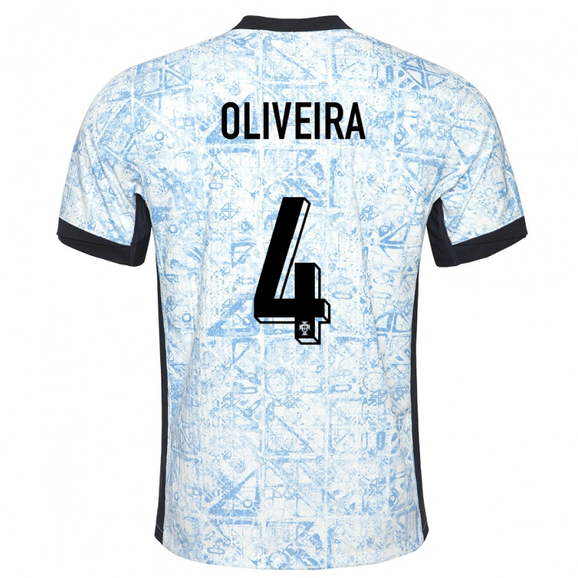 Danxen Mujer Camiseta Portugal Gonçalo Oliveira #4 Crema Azul 2ª Equipación 24-26 La Camisa México