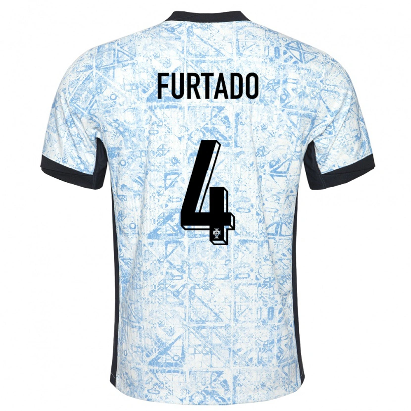 Danxen Mujer Camiseta Portugal Mauro Furtado #4 Crema Azul 2ª Equipación 24-26 La Camisa México