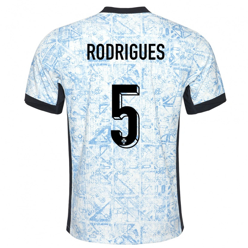 Danxen Mujer Camiseta Portugal Rafa Rodrigues #5 Crema Azul 2ª Equipación 24-26 La Camisa México
