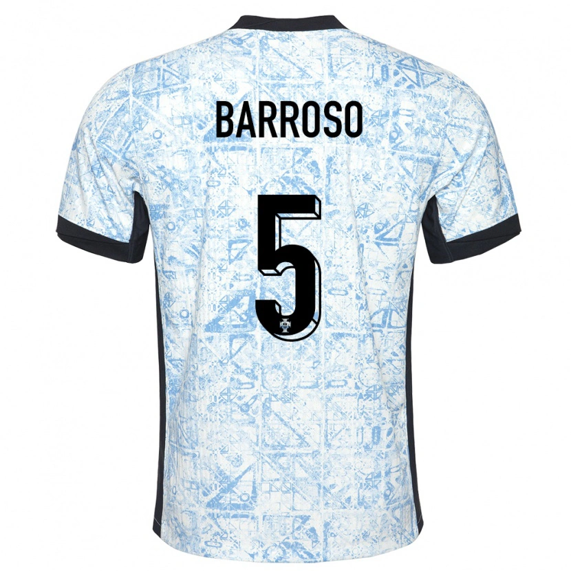 Danxen Mujer Camiseta Portugal Leonardo Barroso #5 Crema Azul 2ª Equipación 24-26 La Camisa México