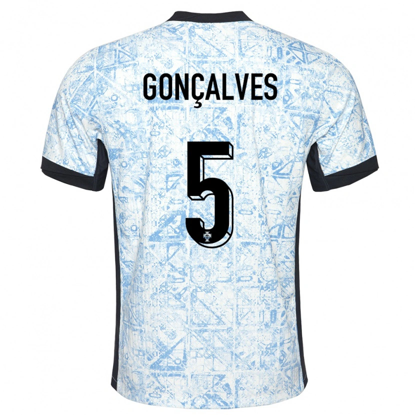 Danxen Mujer Camiseta Portugal Martim Gonçalves #5 Crema Azul 2ª Equipación 24-26 La Camisa México