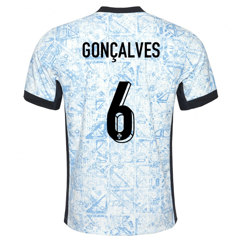 Danxen Mujer Camiseta Portugal Rodrigo Gonçalves #6 Crema Azul 2ª Equipación 24-26 La Camisa México