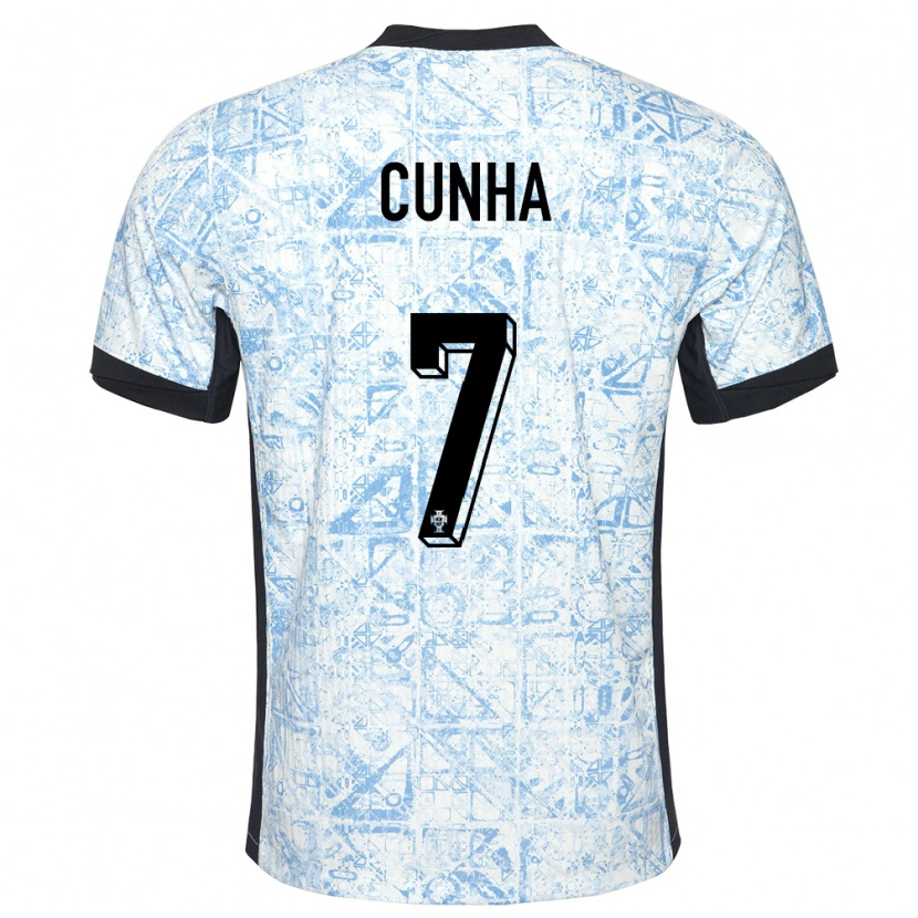 Danxen Mujer Camiseta Portugal Duarte Cunha #7 Crema Azul 2ª Equipación 24-26 La Camisa México