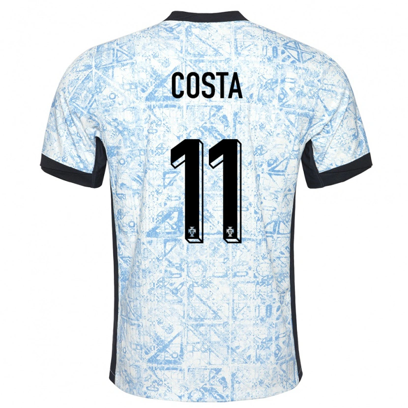 Danxen Mujer Camiseta Portugal Daniel Costa #11 Crema Azul 2ª Equipación 24-26 La Camisa México