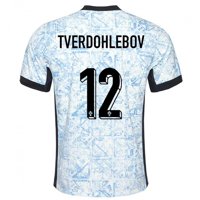 Danxen Mujer Camiseta Portugal Alex Tverdohlebov #12 Crema Azul 2ª Equipación 24-26 La Camisa México