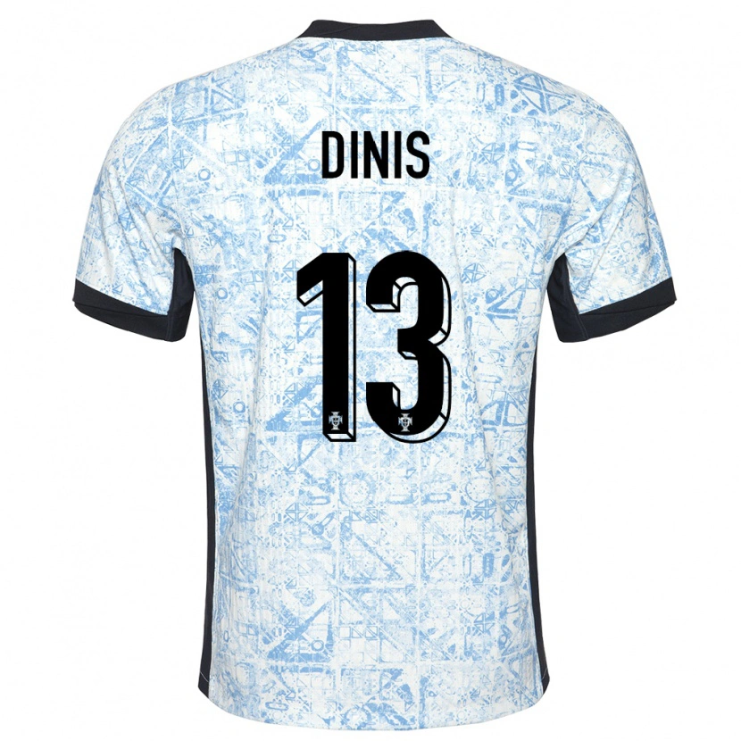 Danxen Mujer Camiseta Portugal Vasco Dinis #13 Crema Azul 2ª Equipación 24-26 La Camisa México