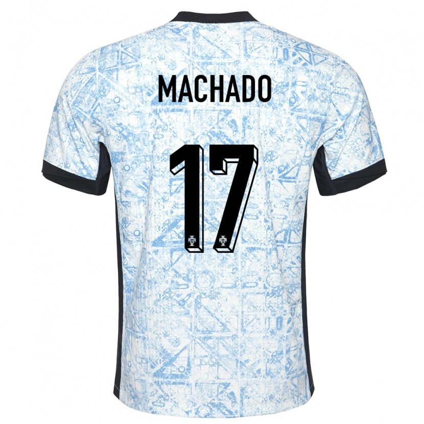 Danxen Mujer Camiseta Portugal André Machado #17 Crema Azul 2ª Equipación 24-26 La Camisa México