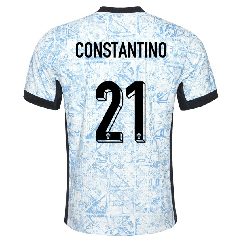 Danxen Mujer Camiseta Portugal Simão Constantino #21 Crema Azul 2ª Equipación 24-26 La Camisa México
