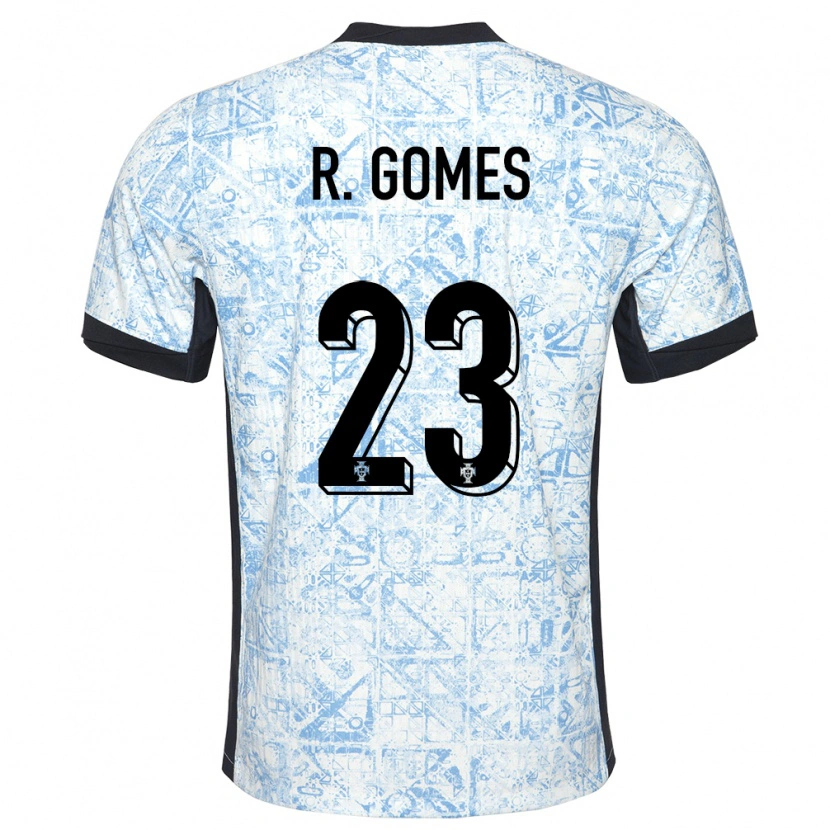 Danxen Mujer Camiseta Portugal Rodrigo Gomes #23 Crema Azul 2ª Equipación 24-26 La Camisa México