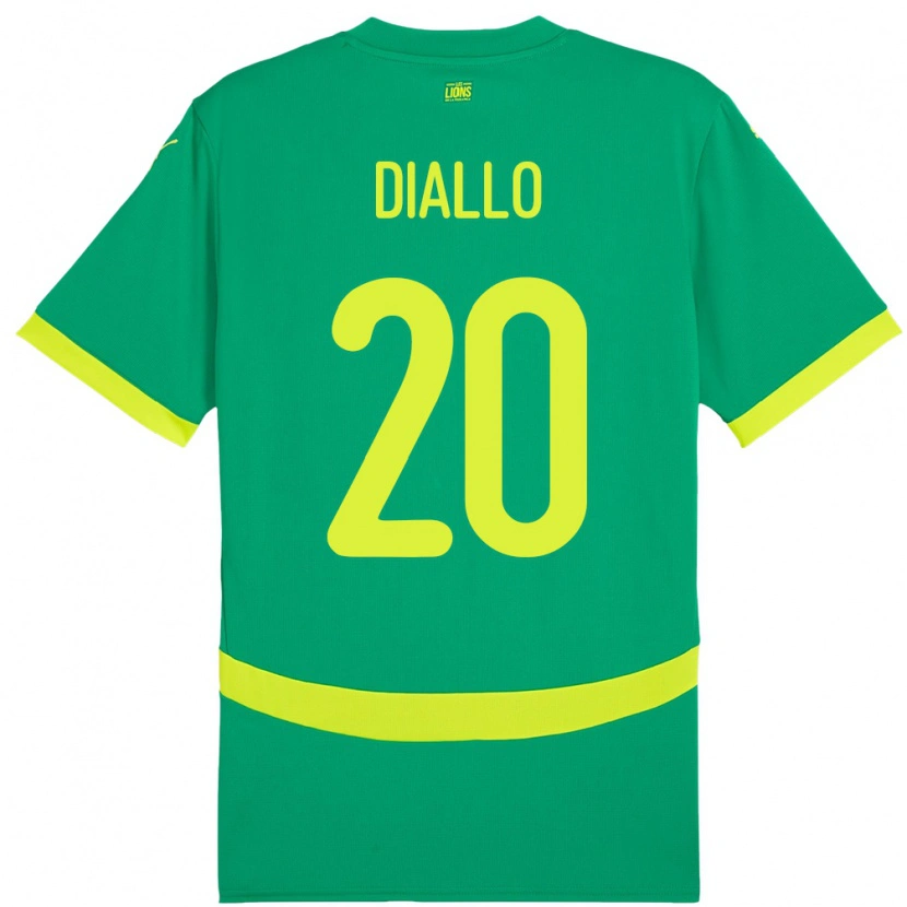 Danxen Mujer Camiseta Senegal Habib Diallo #20 Verde 2ª Equipación 24-26 La Camisa México