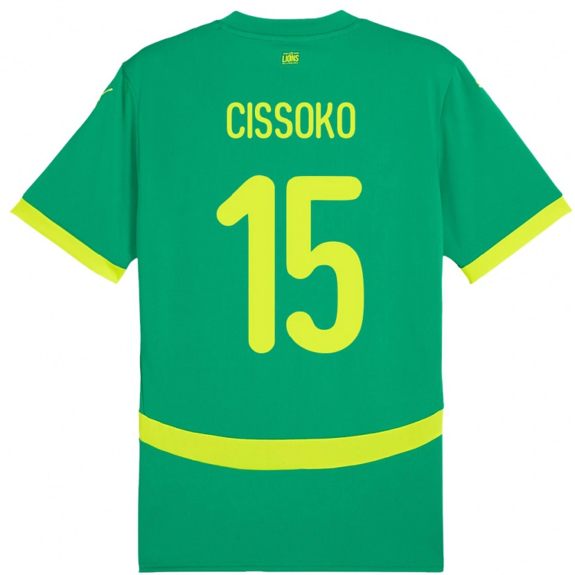Danxen Mujer Camiseta Senegal Ibrahima Cissoko #15 Verde 2ª Equipación 24-26 La Camisa México