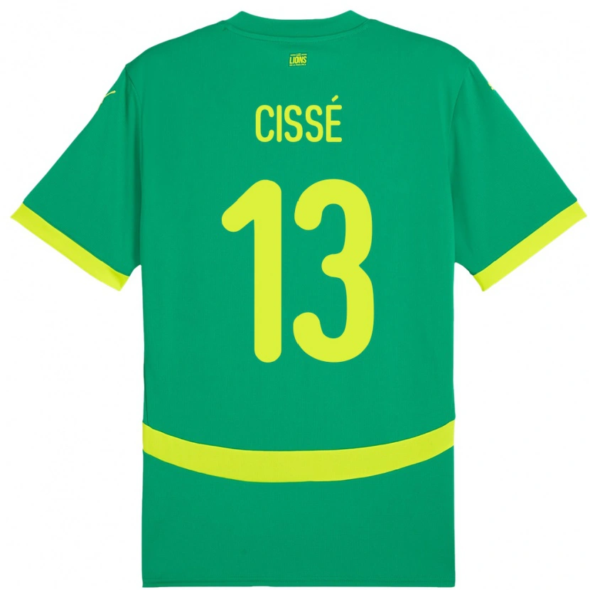 Danxen Mujer Camiseta Senegal Souleymane Cisse #13 Verde 2ª Equipación 24-26 La Camisa México