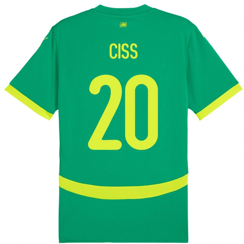Danxen Mujer Camiseta Senegal Amadou Ciss #20 Verde 2ª Equipación 24-26 La Camisa México