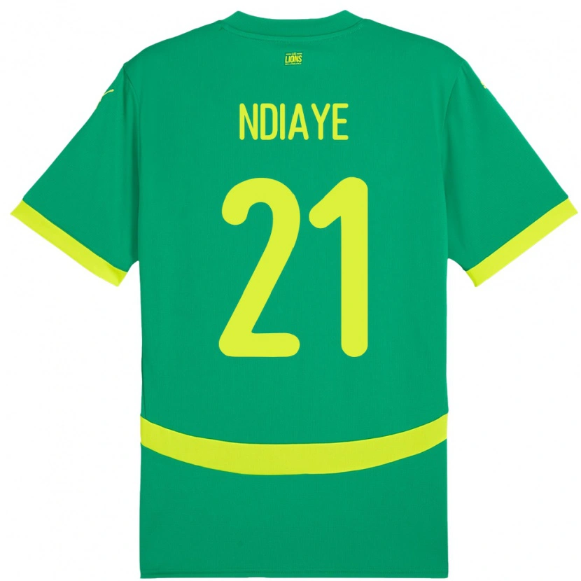 Danxen Mujer Camiseta Senegal Iliman Ndiaye #21 Verde 2ª Equipación 24-26 La Camisa México