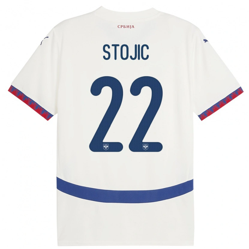 Danxen Mujer Camiseta Serbia Nemanja Stojic #22 Blanco 2ª Equipación 24-26 La Camisa México