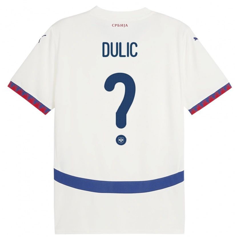 Danxen Mujer Camiseta Serbia Marin Dulic #0 Blanco 2ª Equipación 24-26 La Camisa México