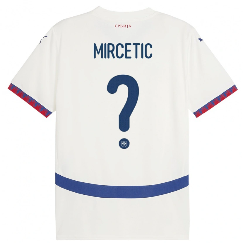 Danxen Mujer Camiseta Serbia Bogdan Mircetic #0 Blanco 2ª Equipación 24-26 La Camisa México