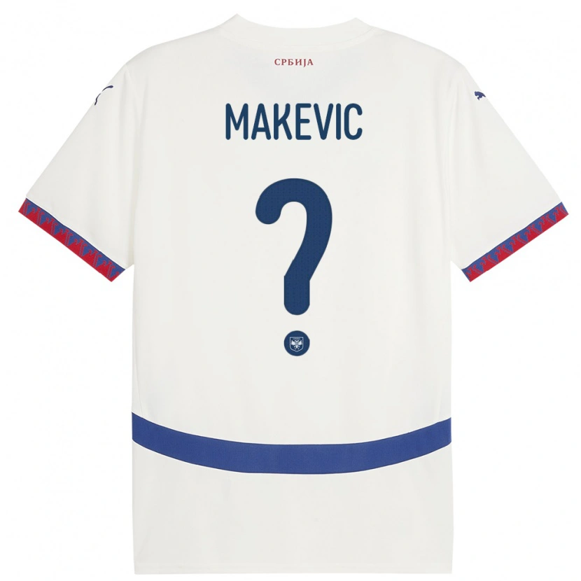 Danxen Mujer Camiseta Serbia Dusan Makevic #0 Blanco 2ª Equipación 24-26 La Camisa México
