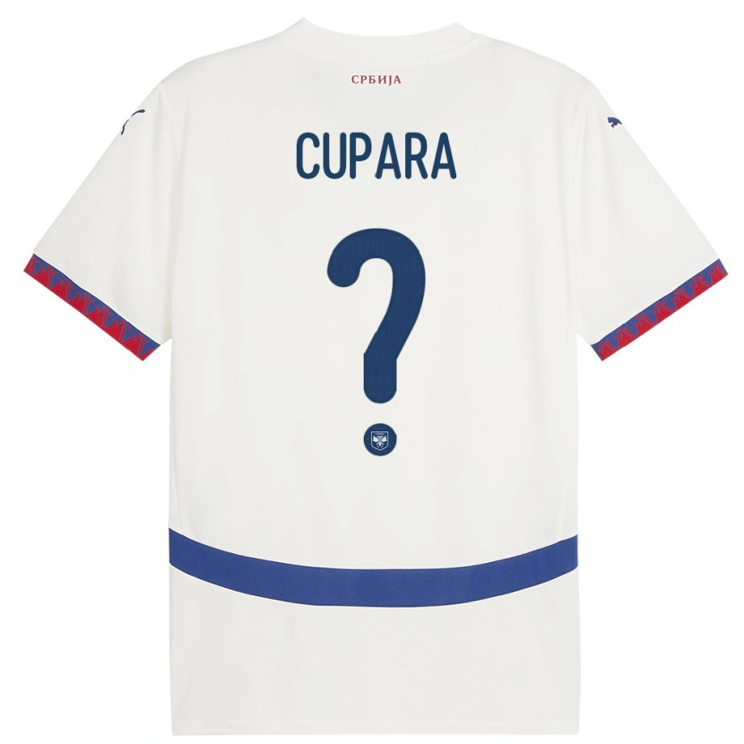 Danxen Mujer Camiseta Serbia Dusan Cupara #0 Blanco 2ª Equipación 24-26 La Camisa México