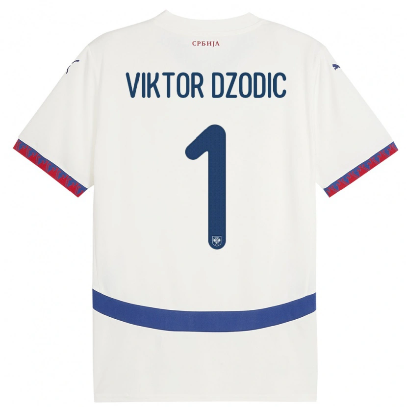 Danxen Mujer Camiseta Serbia Viktor Dzodic #1 Blanco 2ª Equipación 24-26 La Camisa México