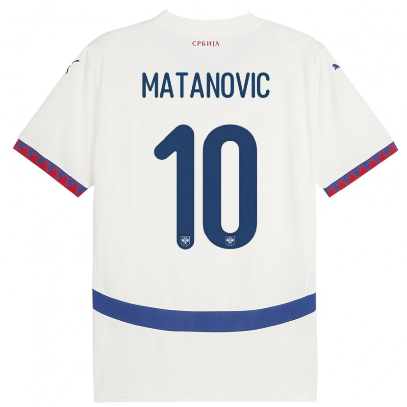 Danxen Mujer Camiseta Serbia Ognjen Matanovic #10 Blanco 2ª Equipación 24-26 La Camisa México