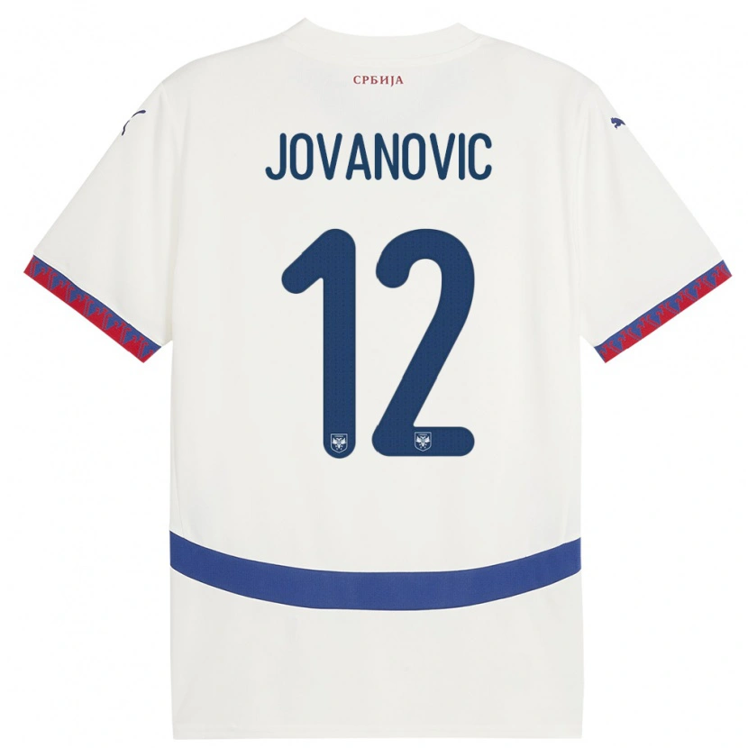 Danxen Mujer Camiseta Serbia Vukasin Jovanovic #12 Blanco 2ª Equipación 24-26 La Camisa México