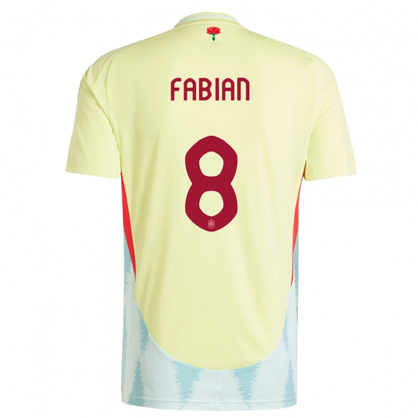 Danxen Mujer Camiseta España Fabián Ruiz #8 Amarillo 2ª Equipación 24-26 La Camisa México