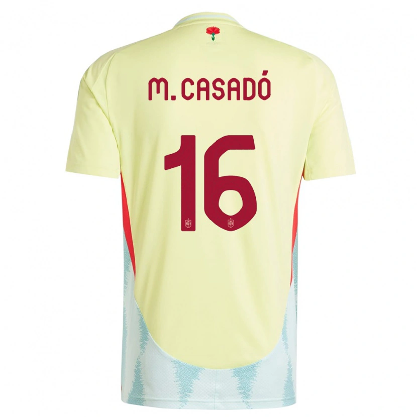 Danxen Mujer Camiseta España Marc Casadó #16 Amarillo 2ª Equipación 24-26 La Camisa México