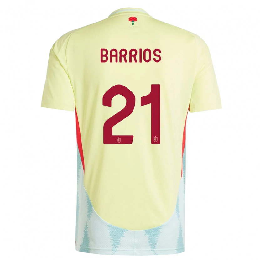 Danxen Mujer Camiseta España Pablo Barrios #21 Amarillo 2ª Equipación 24-26 La Camisa México