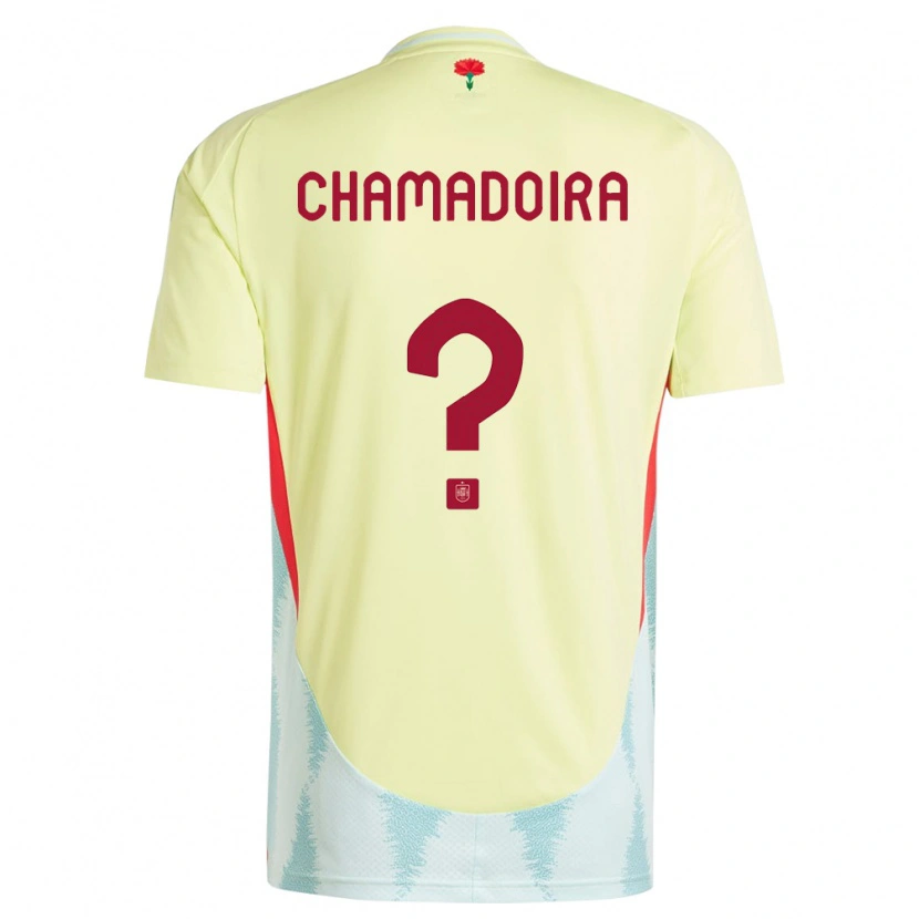 Danxen Mujer Camiseta España Hugo Chamadoira #0 Amarillo 2ª Equipación 24-26 La Camisa México
