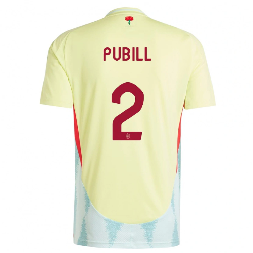 Danxen Mujer Camiseta España Marc Pubill #2 Amarillo 2ª Equipación 24-26 La Camisa México