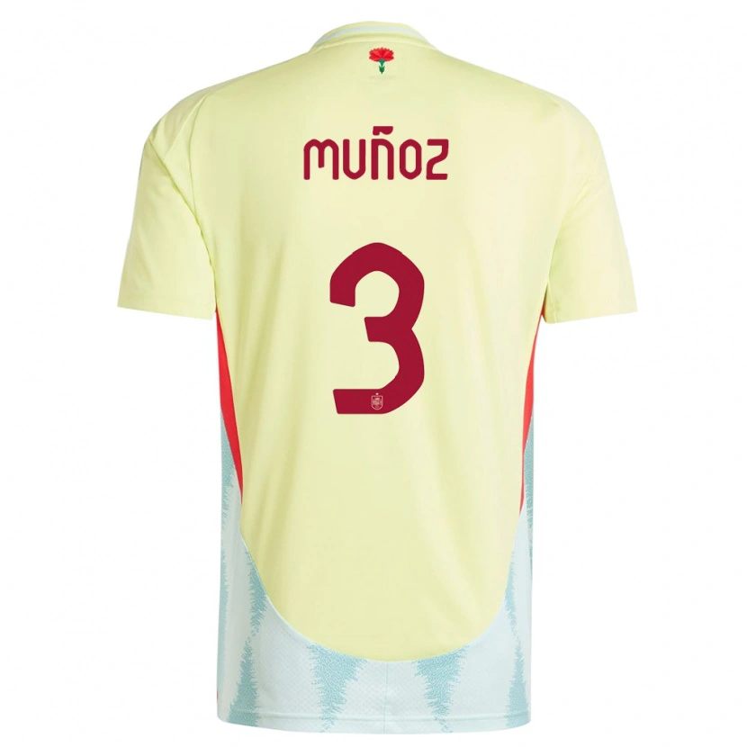 Danxen Mujer Camiseta España Dani Muñoz #3 Amarillo 2ª Equipación 24-26 La Camisa México