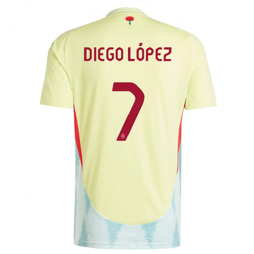 Danxen Mujer Camiseta España Diego López #7 Amarillo 2ª Equipación 24-26 La Camisa México