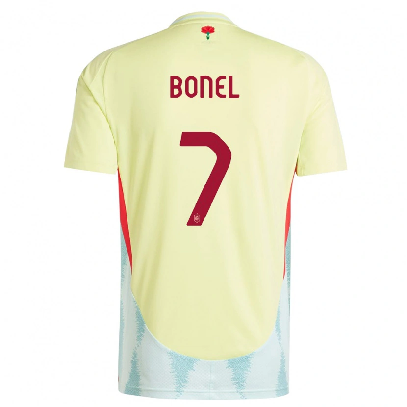 Danxen Mujer Camiseta España Asier Bonel #7 Amarillo 2ª Equipación 24-26 La Camisa México