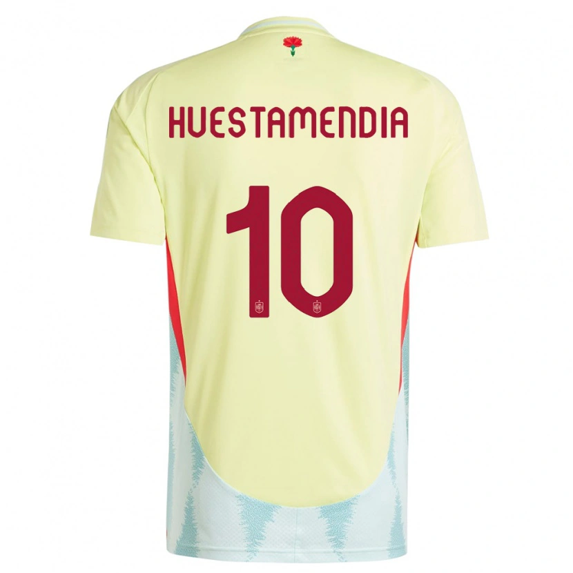 Danxen Mujer Camiseta España Peio Huestamendia #10 Amarillo 2ª Equipación 24-26 La Camisa México