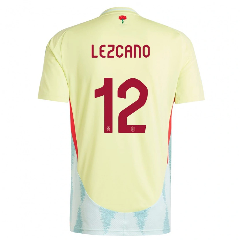 Danxen Mujer Camiseta España Álvaro Lezcano #12 Amarillo 2ª Equipación 24-26 La Camisa México