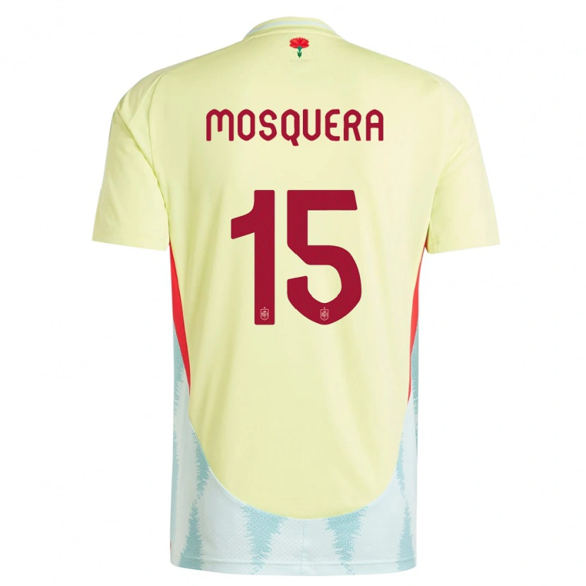Danxen Mujer Camiseta España Cristhian Mosquera #15 Amarillo 2ª Equipación 24-26 La Camisa México