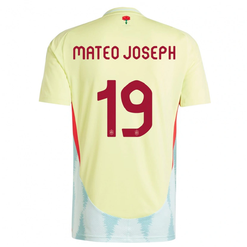 Danxen Mujer Camiseta España Mateo Joseph #19 Amarillo 2ª Equipación 24-26 La Camisa México