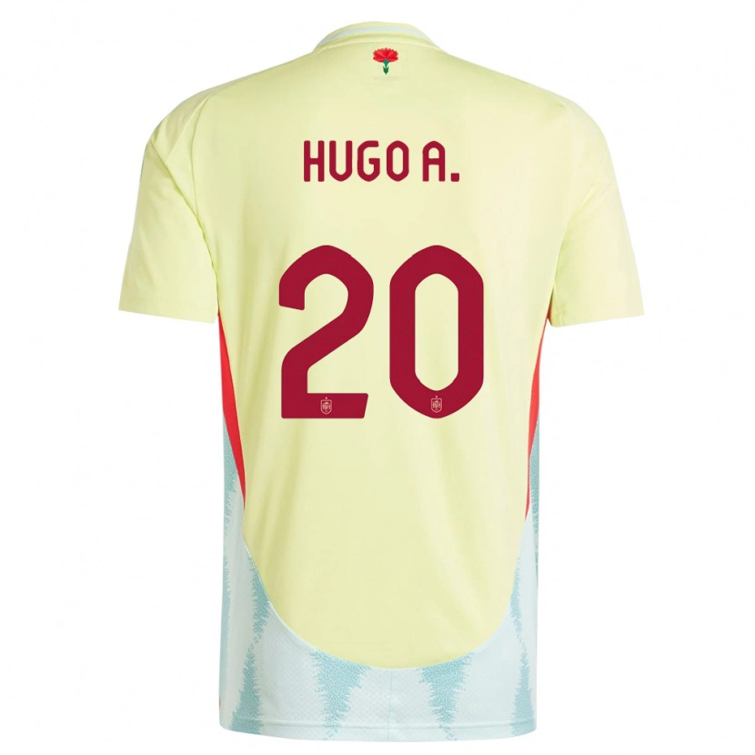 Danxen Mujer Camiseta España Hugo Álvarez #20 Amarillo 2ª Equipación 24-26 La Camisa México