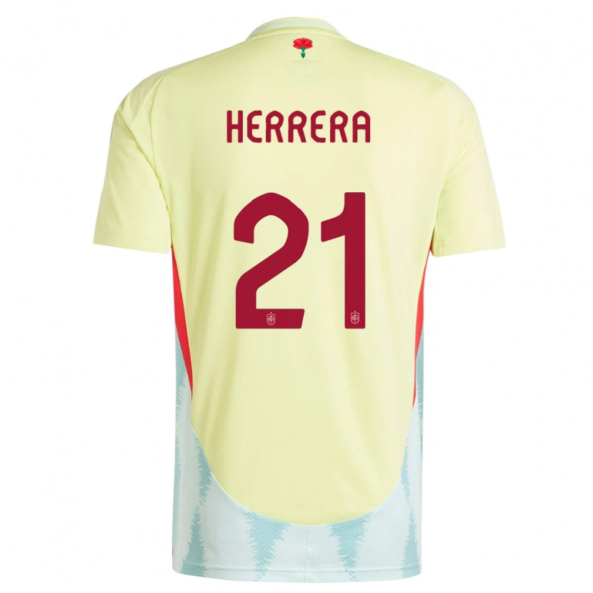 Danxen Mujer Camiseta España Iker Herrera #21 Amarillo 2ª Equipación 24-26 La Camisa México