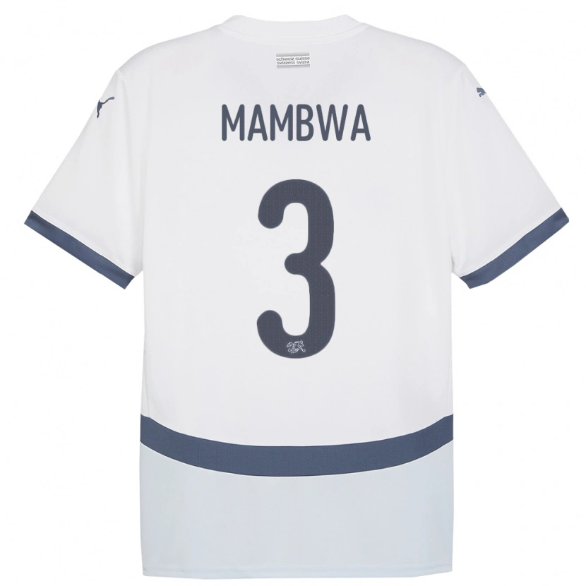 Danxen Mujer Camiseta Suiza Olivier Mambwa #3 Blanco 2ª Equipación 24-26 La Camisa México