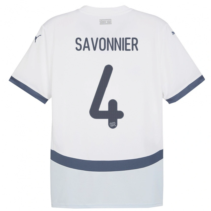 Danxen Mujer Camiseta Suiza Nelson Savonnier #4 Blanco 2ª Equipación 24-26 La Camisa México