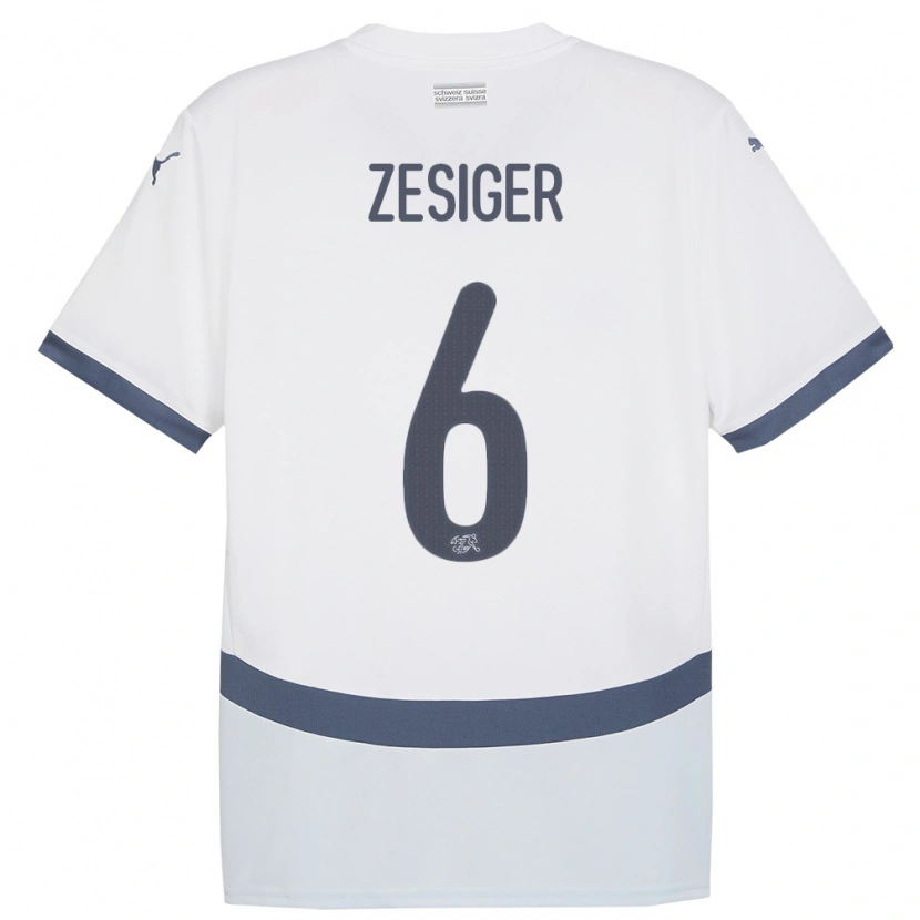 Danxen Mujer Camiseta Suiza Navin Zesiger #6 Blanco 2ª Equipación 24-26 La Camisa México