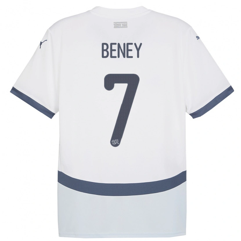 Danxen Mujer Camiseta Suiza Roméo Beney #7 Blanco 2ª Equipación 24-26 La Camisa México